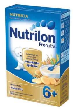 Nutrilon kaše Pronutra mléčná krupicová s piškoty 6M 225g